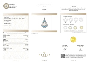 Certificat Gemologic Agl Pandantiv din argint cu topaz natural, cuarț natural și diamante naturale RP1040