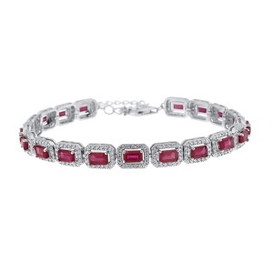 Brațară din argint cu rubin și cubic zirconia