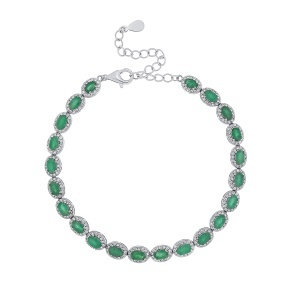 Brățară din argint cu smaralde și pietre de cubic zirconia