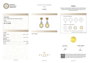 Certificat Gemologic Agl Cercei din argint cu citrin, cuarțuri naturale și diamante naturale RC2629