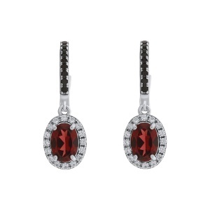 Cercei din argint cu granat, spinel și cubic zirconia