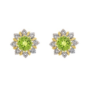 Cercei din argint cu peridote naturale și diamante naturale