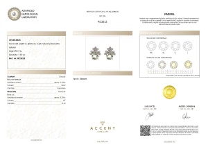 Certificat Gemologic Agl Cercei din argint cu pietre de cuarț natural și diamante natural RC3212