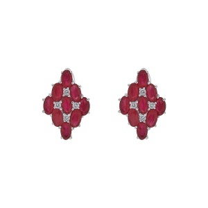 Cercei din argint cu rubine și cubic zirconia
