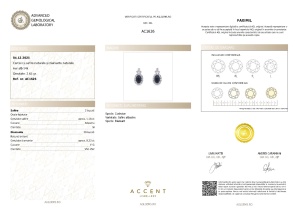 Certificat Gemologic Agl Cercei din aur de 14k cu diamante naturale de 0.33 ct și safire naturale de 1.18 ct AC1626