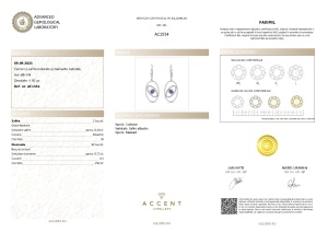 Certificat Gemologic Agl Cercei din aur de 14k cu safire naturale de 0.40 ct și diamante naturale de 0.73 ct AC1554