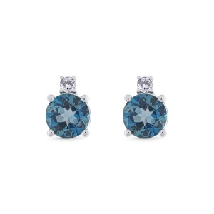 Cercei din aur de 14k cu topaze naturale de 3.01 ct și diamante naturale de 0.11 ct