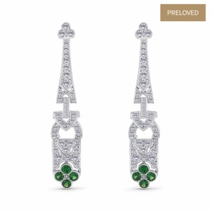 Cercei din aur de 18k cu diamante naturale de 1.41 ct și tsavorite naturale de 0.57 ct