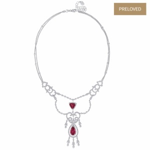 Colier din aur de 18k si 14k cu rubelite naturale de 7.30 ct si diamante naturale de 3.30 ct