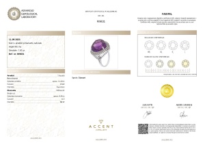 Certificat Gemologic Agl Inel din argint cu ametist natural și diamante naturale RI9831