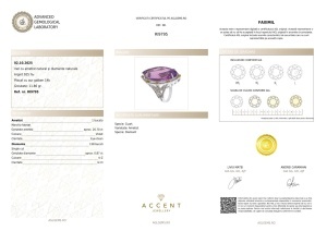 Certificat AGL GEMS Inel cu ametist si diamante naturale argint ri9795