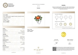 Certificat Gemologic Agl Inel din argint cu granat natural, diopsid chrome natural, tanzanit natural și diamante naturale RI9056