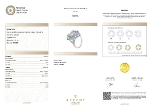 Certificat Gemologic Agl Inel din argint cu morganit natural, topaze naturale și diamante naturale RI9765