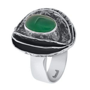 Inel din argint cu onix verde