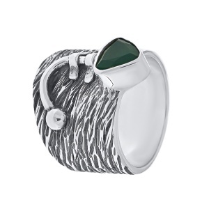 Inel din argint cu onix verde