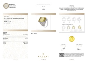Certificat Gemologic Agl Inel din argint cu piatră de cuarț naturală și diamante naturale RI9903