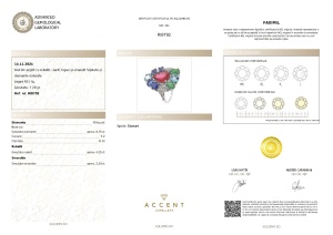 Certificat Gemologic Agl Inel din argint cu rubelit, cianit, topaz şi smarald faţetate și diamante naturale RI8792