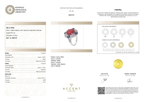 Certificat Gemologic Agl Inel din argint cu rubin natural, safir natural și diamante naturale RI9747