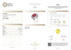 Certificat AGL GEMS Inel cu rubin si diamante naturale argint 925