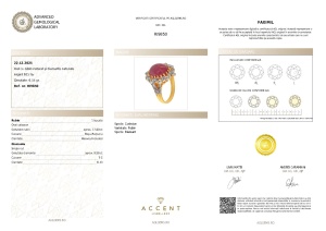 Certificat Gemologic Agl Inel din argint cu rubin natural și diamante naturale RI9850