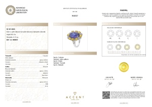 Certificat Gemologic Agl Inel din argint cu safir natural, tanzanit natural și diamante naturale RI8857