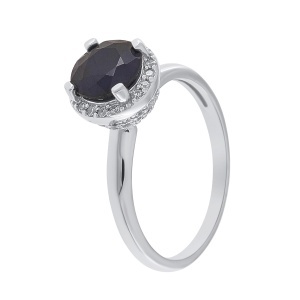 Inel din argint cu safir și cubic zirconia