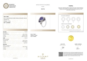 Certificat Gemologic Agl Inel din argint cu tanzanit natural, iolite naturale și diamante naturale RI9750