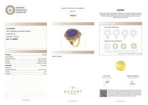 Certificat AGL GEMS Inel cu tanzanit natural si diamante naturale argint 925