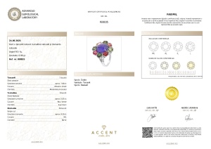 Certificat Gemologic Agl Inel din argint cu tanzanit natural, turmalină naturală și diamante naturale Ri8835