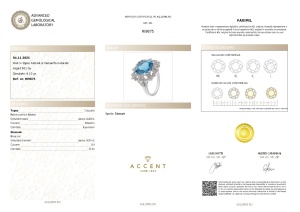 Certificat Gemologic Agl Inel din argint cu topaz natural și diamante naturale RI9875