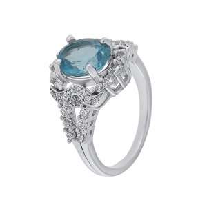 Inel din argint cu topaz și cubic zirconia