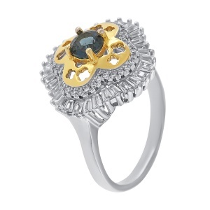 Inel din argint cu topaz și cubic zirconia