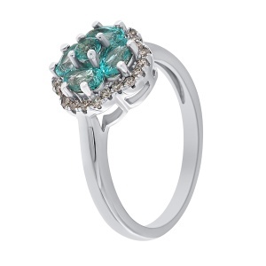 Inel din argint cu topaz și cubic zirconia