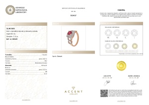 Certificat Gemologic Agl Inel din argint cu turmalină naturală și diamante naturale RI9497