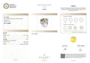 Certificat Gemologic Agl Inel din argint cu turmalină naturală și diamante naturale RI8969