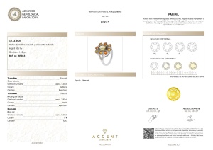 Certificat Gemologic Agl Inel din argint cu turmaline naturale și diamante naturale RI9015