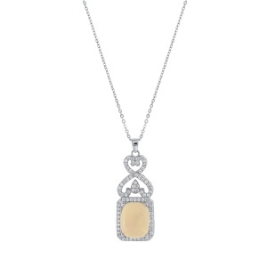 Lanț și pandantiv din argint cu opal și cubic zirconia