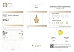 Certificat Gemologic Agl Pandantiv din argint cu opal natural și diamante naturale RP1034