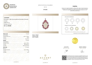 Certificat gemologic Agl Pandantiv din argint cu rubin natural, piatra lunii naturală și diamante naturale RP1089