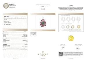 Certificat gemologic Agl Pandantiv din argint cu turmalină naturală, rubin natural și diamante naturale RP1081