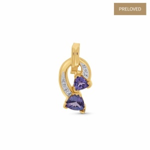 Pandantiv din aur de 14k cu diamante naturale de 0.04 ct și tanzanite natural de 1.05 ct