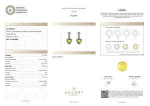 Certificat Gemologic Agl Cercei din argint cu acvamarine, peridote și diamante naturale RC3295