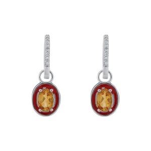 Cercei din argint cu citrine, email și cubic zirconia
