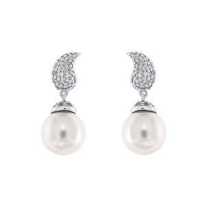 Cercei din argint cu CZ (Cubic Zirconia) și imitație de perle