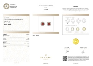 Certificat gemologic Agl Cercei din argint cu granat natural și diamante naturale RC3185