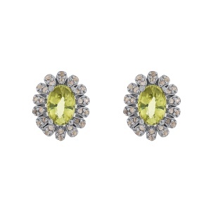 Cercei din argint cu peridot natural și diamante naturale
