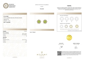 Certificat Gemologic Agl Cercei din argint cu peridote naturale și diamante naturale RC3319