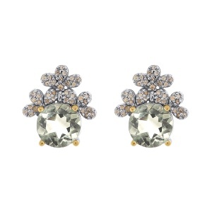 Cercei din argint cu pietre de cuarț natural și diamante natural