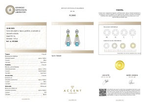 Certificat gemologic Agl Cercei din argint cu topaze naturale, peridote naturale, acvamarine naturale și diamante naturale RC2660