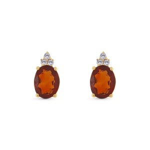 Cercei din aur de 14k cu citrine naturale de 2.47 ct și diamante naturale de 0.11 ct